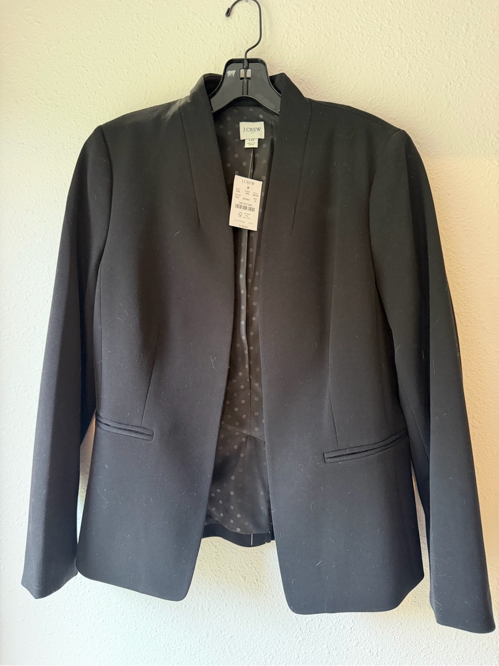 J. Crew Black Collarless Tailored Blazer NWT 10